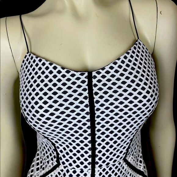 TopShop Black Slip Dress with White Mesh Overlay Size 6 - Picture 3 of 12